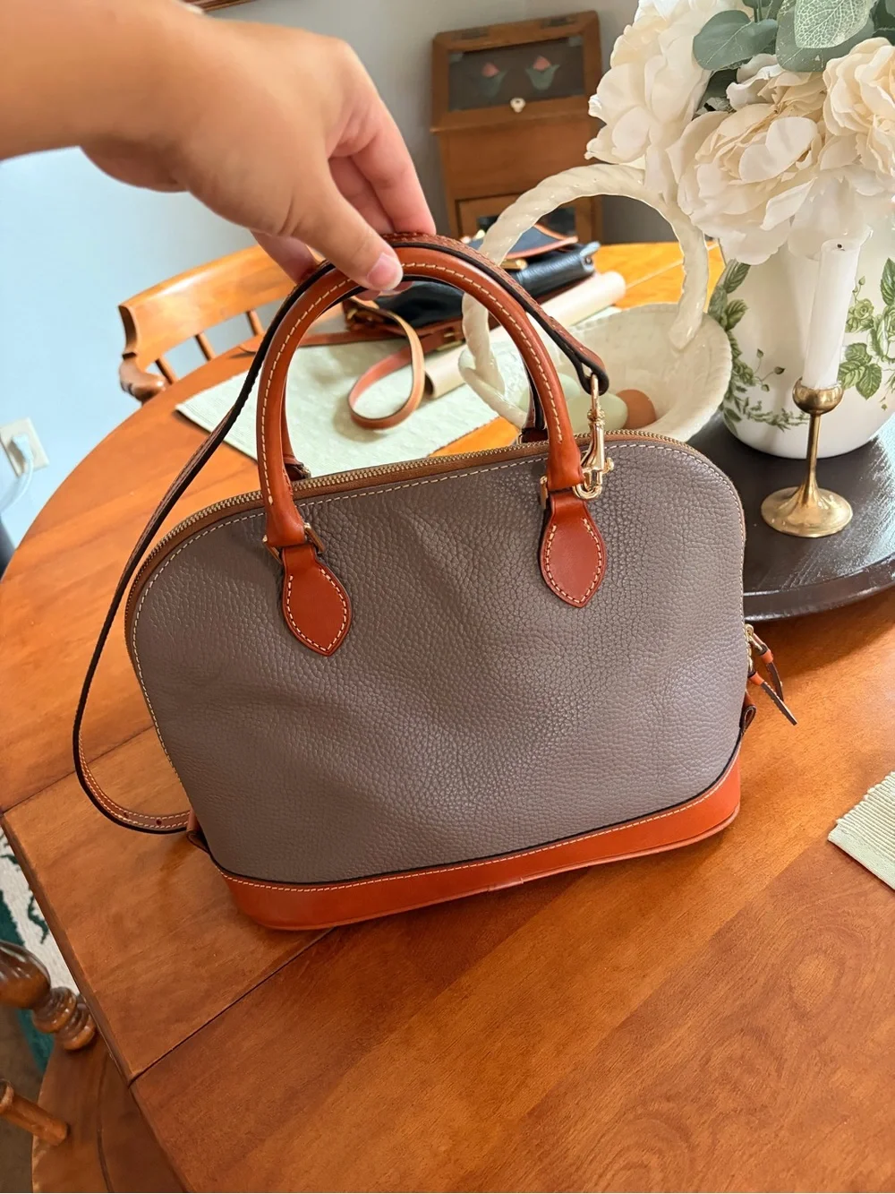 Dooney and Bourke Zip Satchel in Elephant - Perfect Condition!